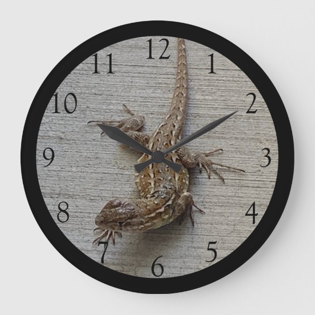 Crawling Lizard Black Kant Large Clock Stor Klocka (Framsida)