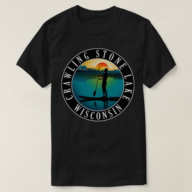 Crawling Stone Sjö Wisconsin Paddleboarding T Shirt (Design framsida)