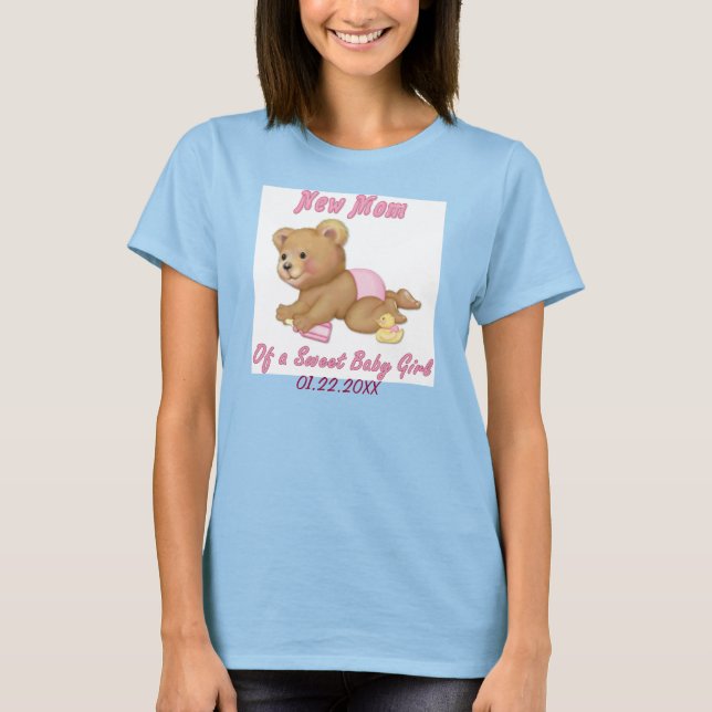 Crawling Teddy - New Mamma of Girl - Customize Tee (Framsida)