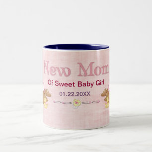 Crawling Teddy - New Mamma of Girl - Customize Två-Tonad Mugg