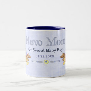 Crawling Teddy - New Mor of Boy - Customize Två-Tonad Mugg