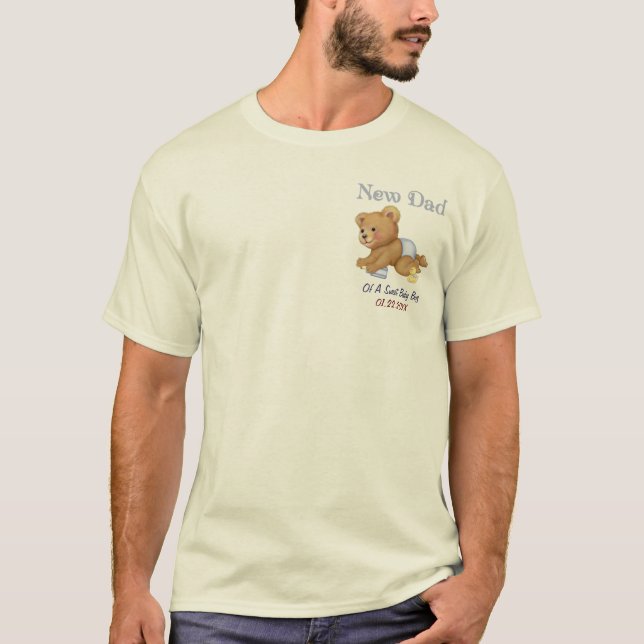 Crawling Teddy - New Pappa of Boy - Customize T-shirt (Framsida)