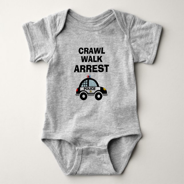 Crawlpropp arrestera den söta polisbilen Baby Body T Shirt (Framsida)