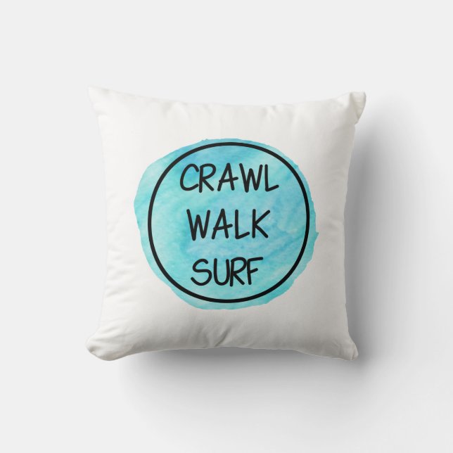 Crawlwalk-Surfa med blå design Kudde (Framsida)