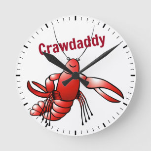 Crawpappa Red Crayfish Rund Klocka