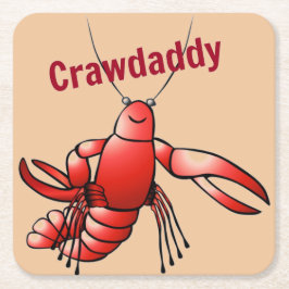 Crawpappa Red Crayfish Underlägg Papper Kvadrat