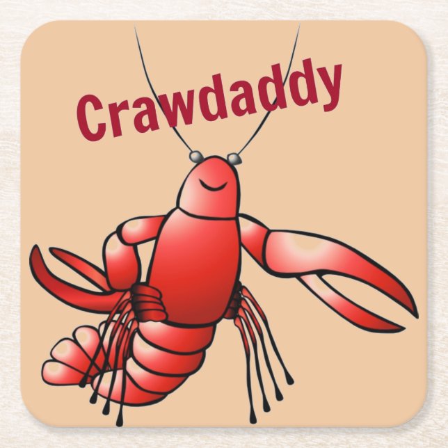 Crawpappa Red Crayfish Underlägg Papper Kvadrat (Framsidan)