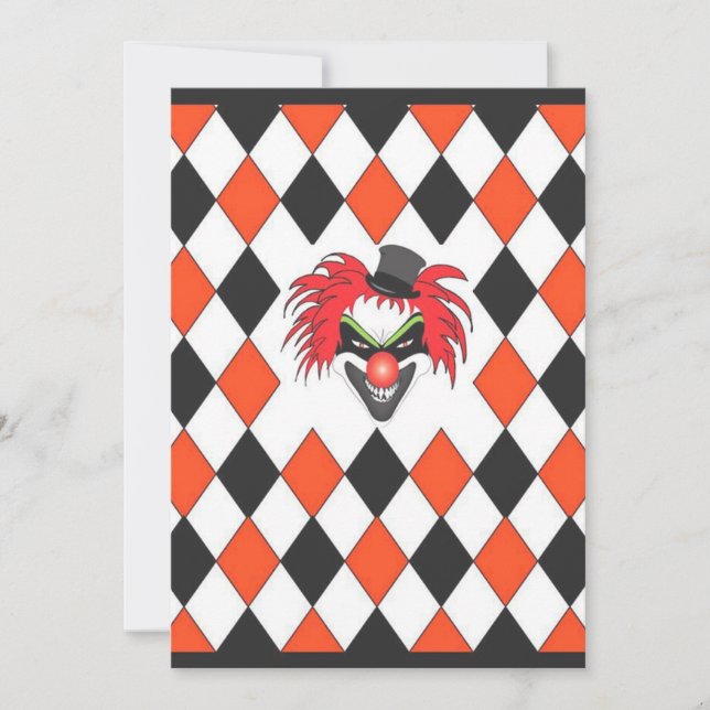 Cray Clown Halloween Inbjudningar (Framsida)