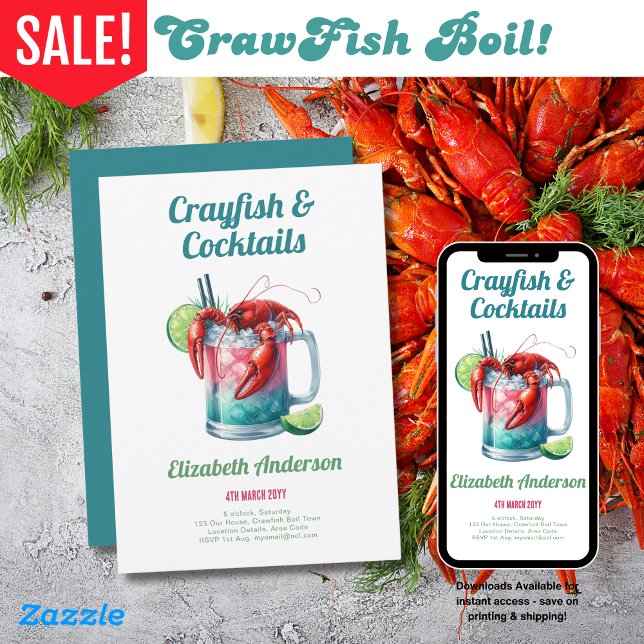 Crayfish Cocktail Party Kräftor Boil Festival Inbjudningar (Skapare uppladdad)