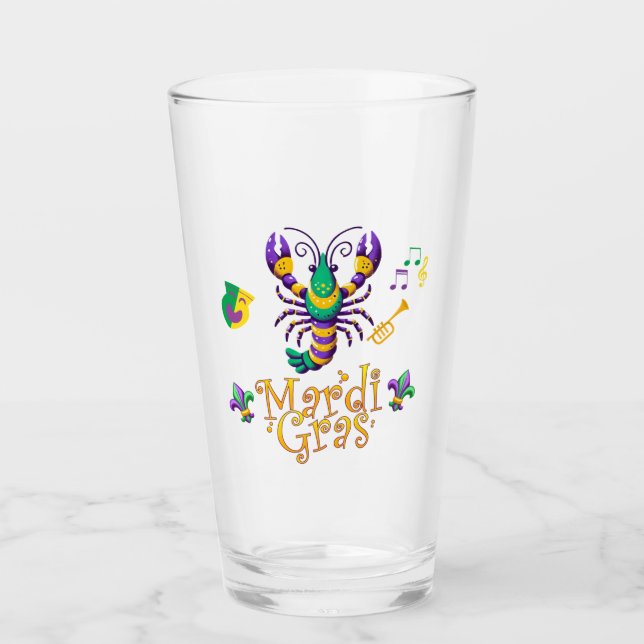 Crayfish Fleur de lis Mardi Gras Glaskopp (Framsida)