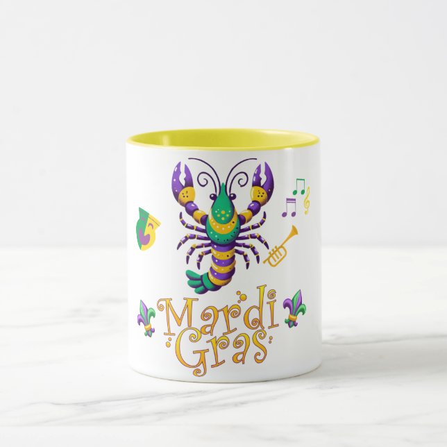 Crayfish Fleur de lis Mardi Gras Mugg (Center)
