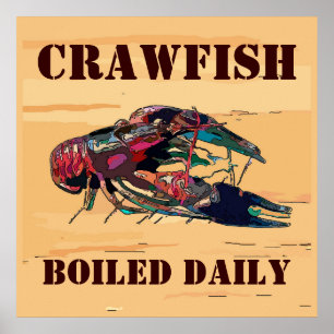 Crayfish Kräftor Wood look Sign Poster