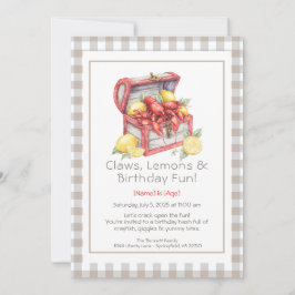 Crayfish & Lemon Treasure Chest Birthday Inbjudningar