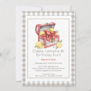 Crayfish & Lemon Treasure Chest Birthday Inbjudningar