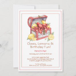 Crayfish & Lemon Treasure Chest Birthday Inbjudningar