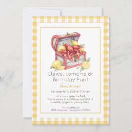 Crayfish & Lemon Treasure Chest Birthday Inbjudningar