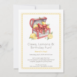 Crayfish & Lemon Treasure Chest Birthday Inbjudningar