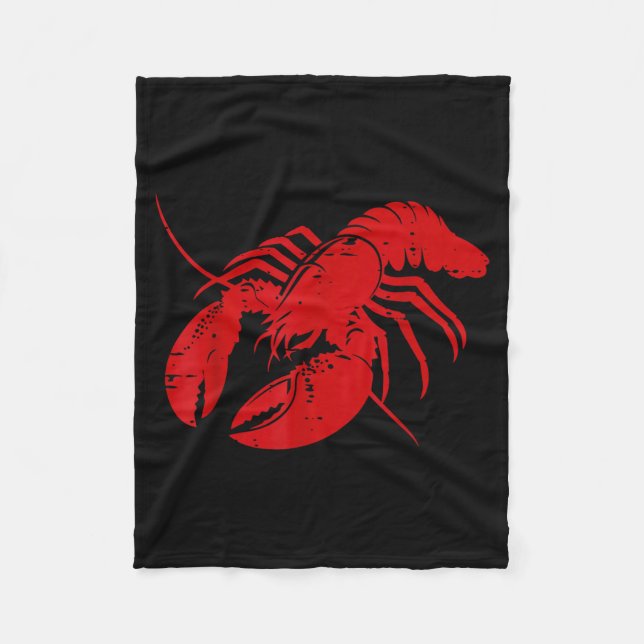 Crayfish Lobster Red Silhouette Crawfish Men Women Fleecefilt (Framsidan)