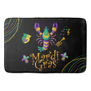 Crayfish/trumpet/mask/fleur de lis Mardi Gras Badrumsmatta