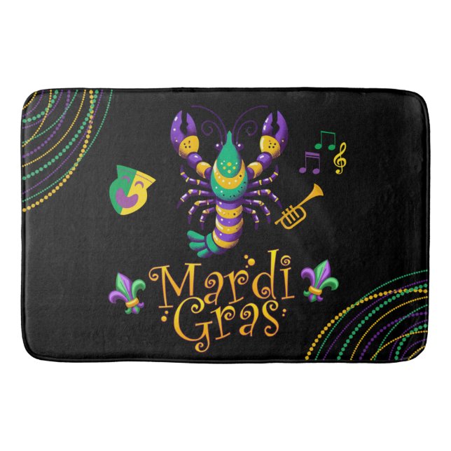 Crayfish/trumpet/mask/fleur de lis Mardi Gras Badrumsmatta (Framsidan)