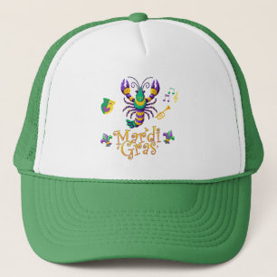 Crayfish/trumpet/mask/fleur de lis Mardi Gras Keps