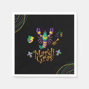 Crayfish/trumpet/mask/fleur de lis Mardi Gras Pappersservett