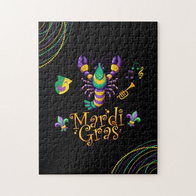 Crayfish/trumpet/mask/fleur de lis Mardi Gras Pussel (Vertikal)