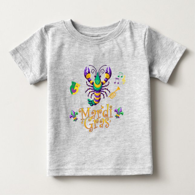 Crayfish/trumpet/mask/fleur de lis Mardi Gras T Shirt (Framsida)