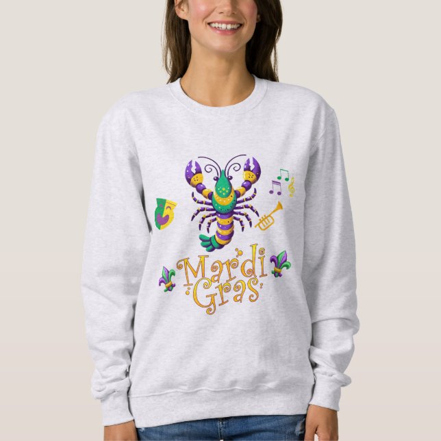 Crayfish/trumpet/mask/fleur de lis Mardi Gras T Shirt (Framsida)
