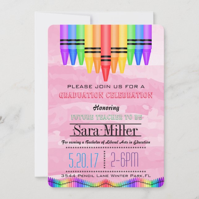 Crayola Rainbow Teacher Studenten inbjudan (Framsida)