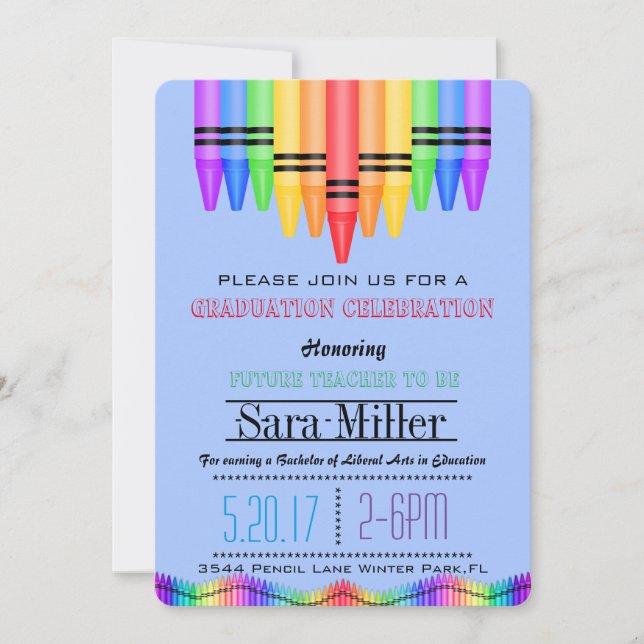Crayola Rainbow Teacher Studenten inbjudan (Framsida)