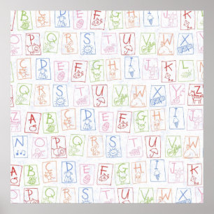 Crayon ABC-bakgrundsdroppsarbetsyta Poster