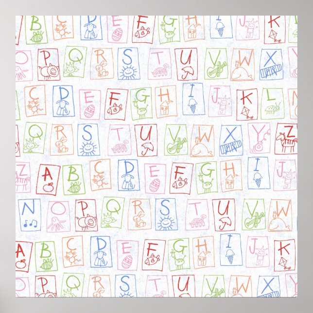 Crayon ABC-bakgrundsdroppsarbetsyta Poster (Framsidan)