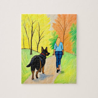 Crayon Art puzzle-presentidé Tysk Shepherd/kvinna Pussel