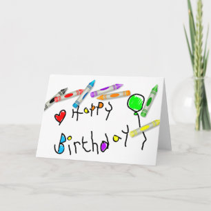Crayon Birthday Hälsning Kort