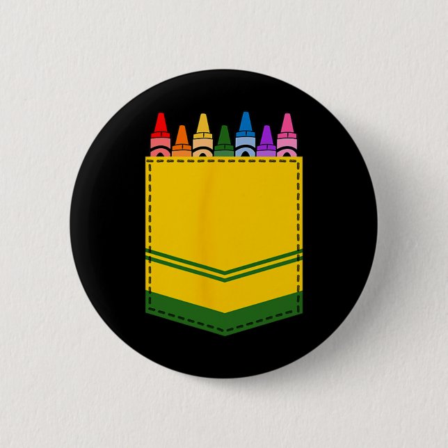 Crayon Box Pocket Teacher Gift Costume Knapp (Framsida)