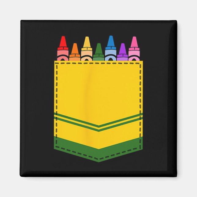 Crayon Box Pocket Teacher Gift Costume Magnet (Framsidan)