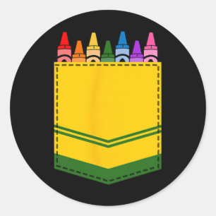 Crayon Box Pocket Teacher Gift Costume Runt Klistermärke