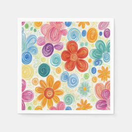 Crayon Doodle Daisy Design Pappersservett