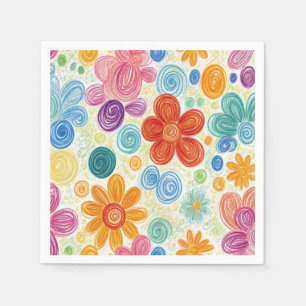 Crayon Doodle Daisy Design Pappersservett