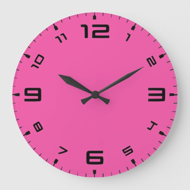 Crayon Färg Magenta Wall Clock Stor Klocka (Framsida)