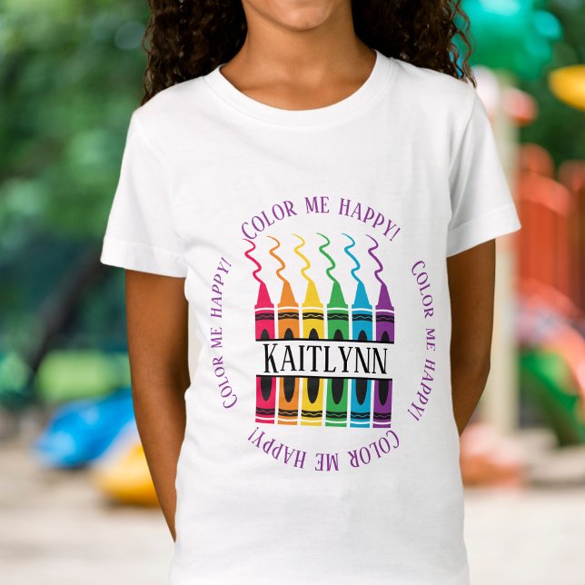 Crayon Färg Me Lycklig Namn Design Anpassningsbar  T Shirt (Skapare uppladdad)