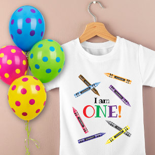 Crayon First Birthday Kids Namn Party T Shirt