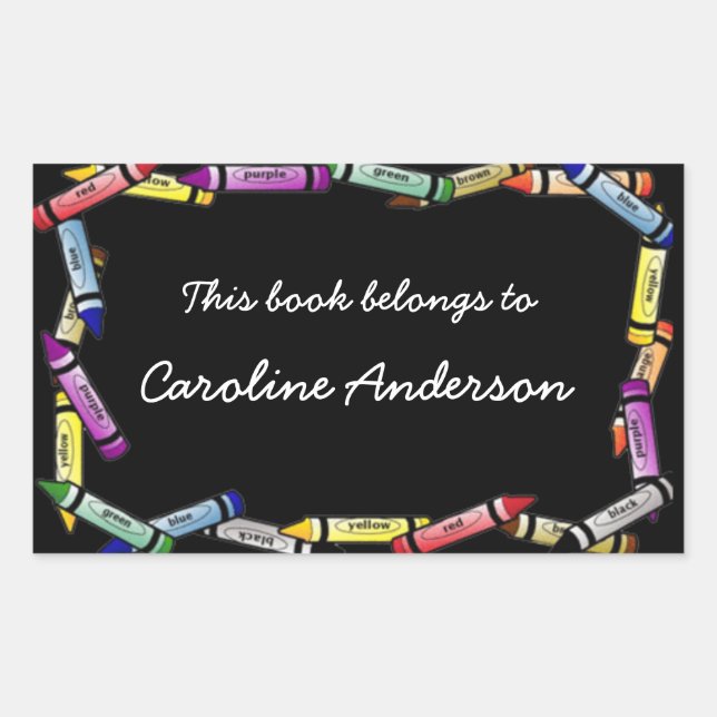 Crayon Gräns Bookplåtsetikett Rektangulärt Klistermärke (Framsida)