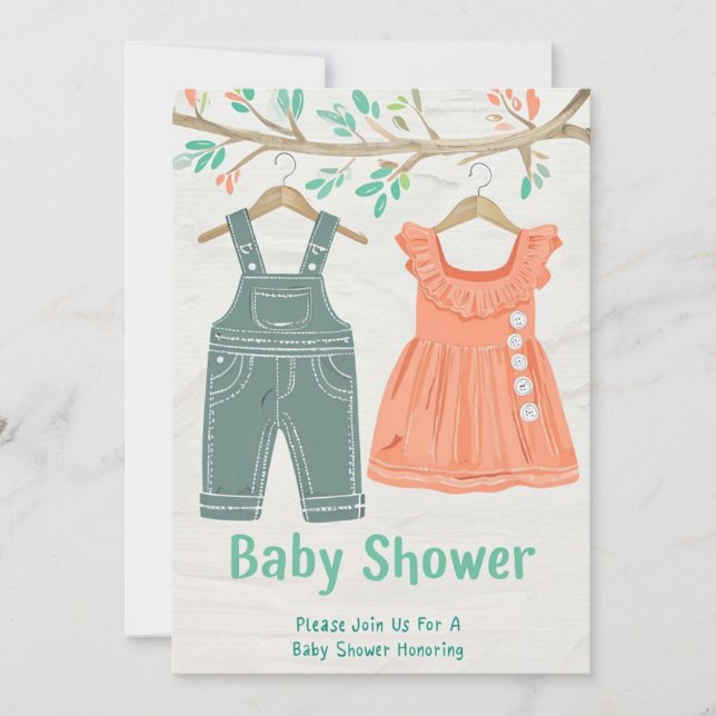 Crayon-Illustrated Baby Shower-inbjudan Julkort (Framsida)