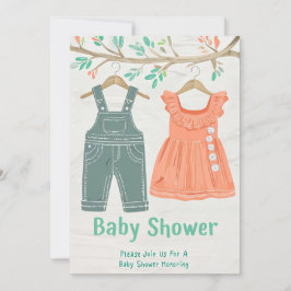 Crayon-Illustrated Baby Shower-inbjudan Julkort