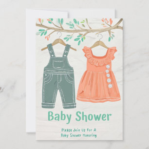Crayon-Illustrated Baby Shower-inbjudan Julkort