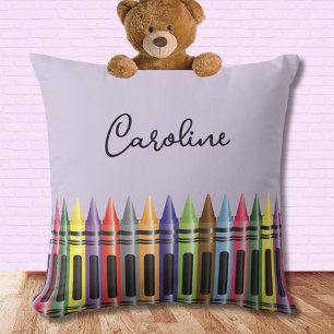 Crayon Kids Lila Classic Script Namn Bedroom Kudde