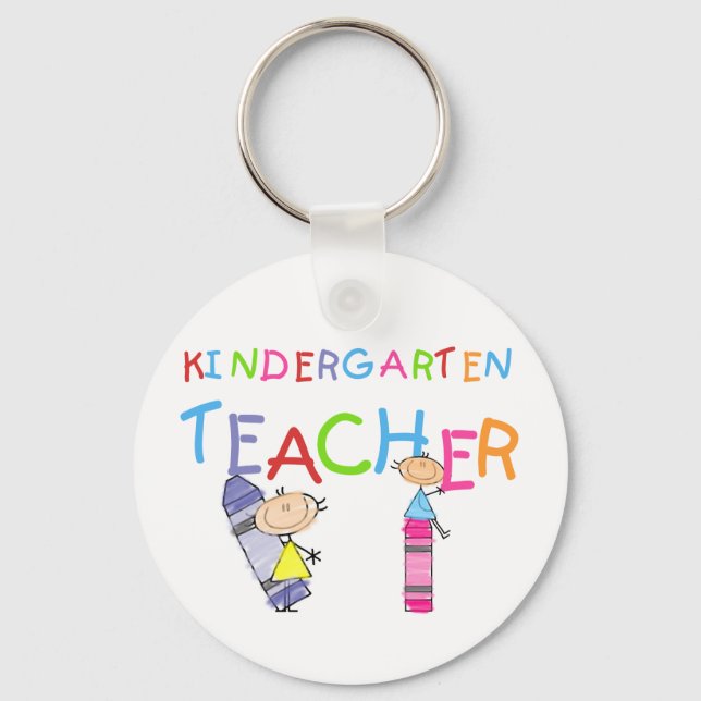 Crayon Kindergarten Teacher Tshirts och Gifts Nyckelring (Framsida)