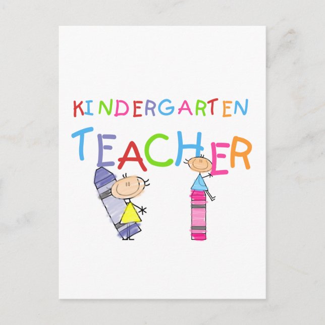 Crayon Kindergarten Teacher Tshirts och Gifts Vykort (Framsida)